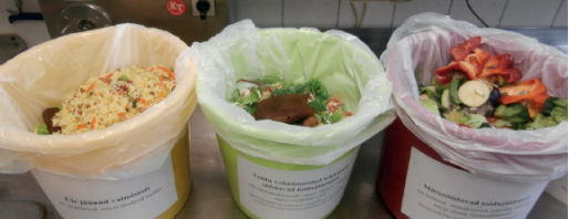 Food waste identified in a catering kitchen.